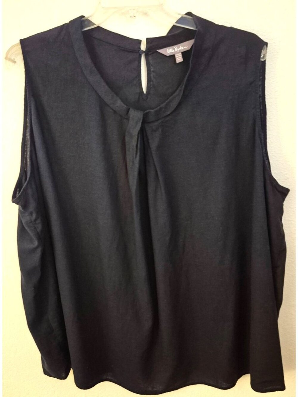 Ulla Popkem Black Linen Blend Sleeveless High Neck Minimalist Tunic Top Sz 5X EU